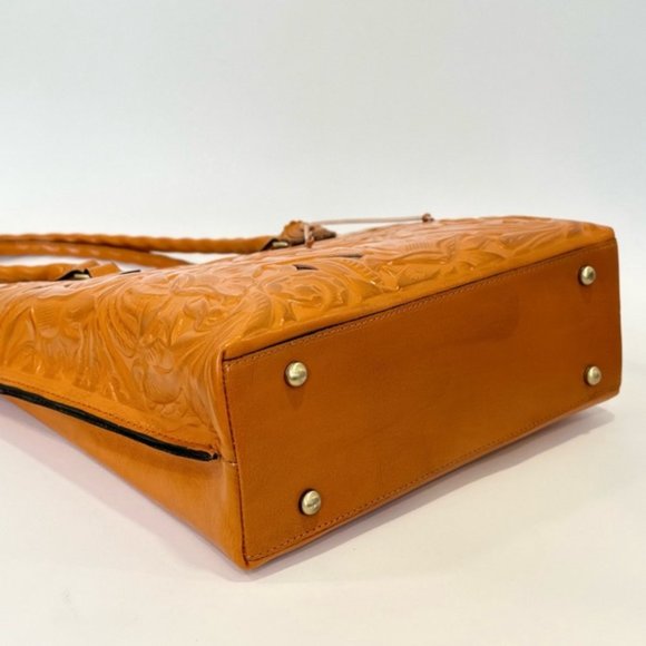 Patricia Nash Adeline Burnished Cut out Tooled Leather Tote in Sun Yellow - Picture 2 of 10